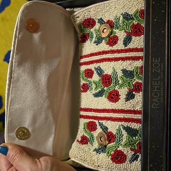 Rachel Zoe Beaded Clutch - White, Red, Green - Picture 3 of 8